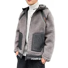 Letter Leather Jackets Letter Print Raglan Sleeve Hooded Custom Faux Fur Teddy Casual Leather Men's Jackets
