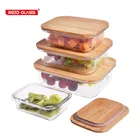 Food Container Food Bento Lunch Container New Design Borosilicate Glass Food Storage Container With Airtight Bamboo Lid/Bento Lunch Box