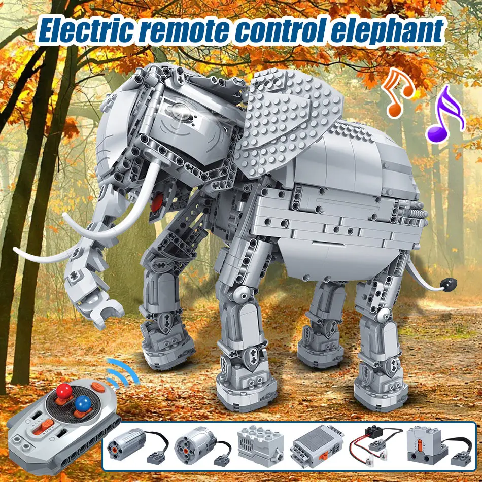 Details about   Building Blocks Sets Creator RC Elephant Bricks Model Remote Control W/Motor Kit