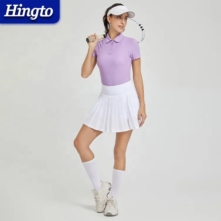 Hot Selling Design Custom Logo Solid Tennis Skirt Sets Color Uniform Golf Polo Shirt For Women Tennis Dress Set