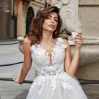 Bride New Arrival 2021 Sheer Lace Applique Bridal Gown Custom Made A Line Tulle Wedding Dresses For Bride