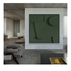 Minimalist Style Wooden Sandstone Three-dimensional Carving Decorative Hanging Picture