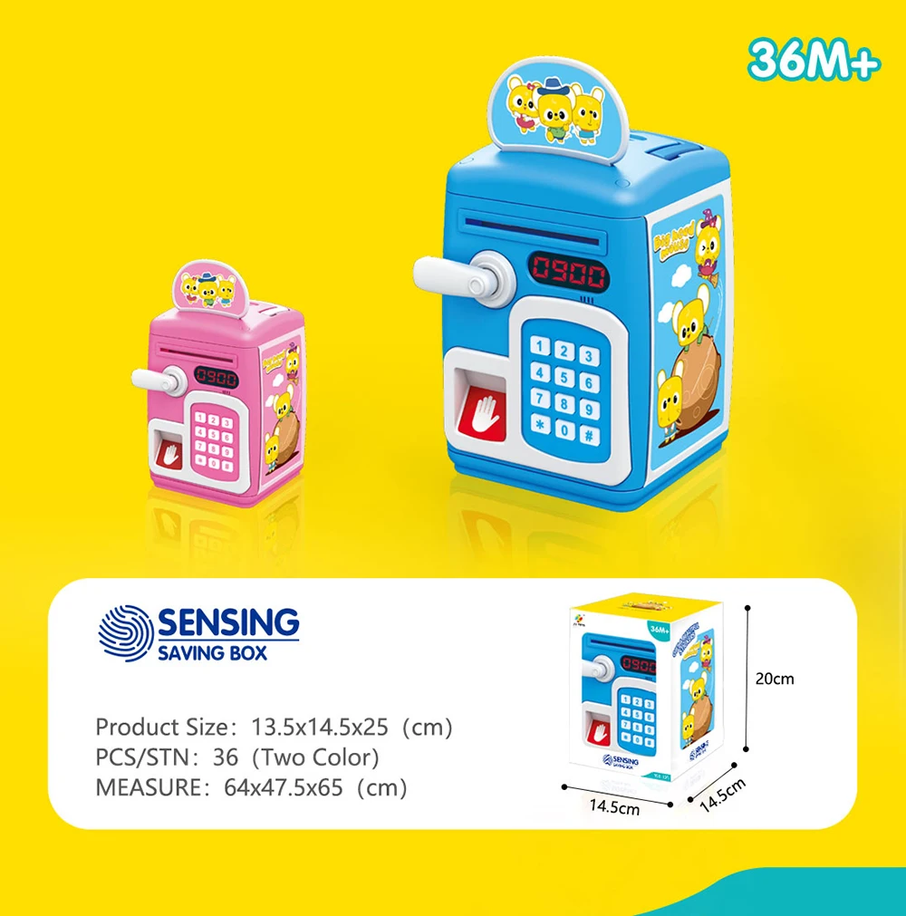 Mini Cute Electronic Fingerprint Sensor ATM Piggy Bank Password Money Saving Box Toy for Kids