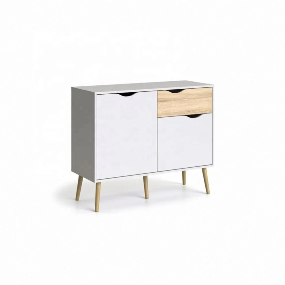 NOVA Modern Sideboard Natural Melamine Wood Legs Chest Drawers Living Room Cabinets
