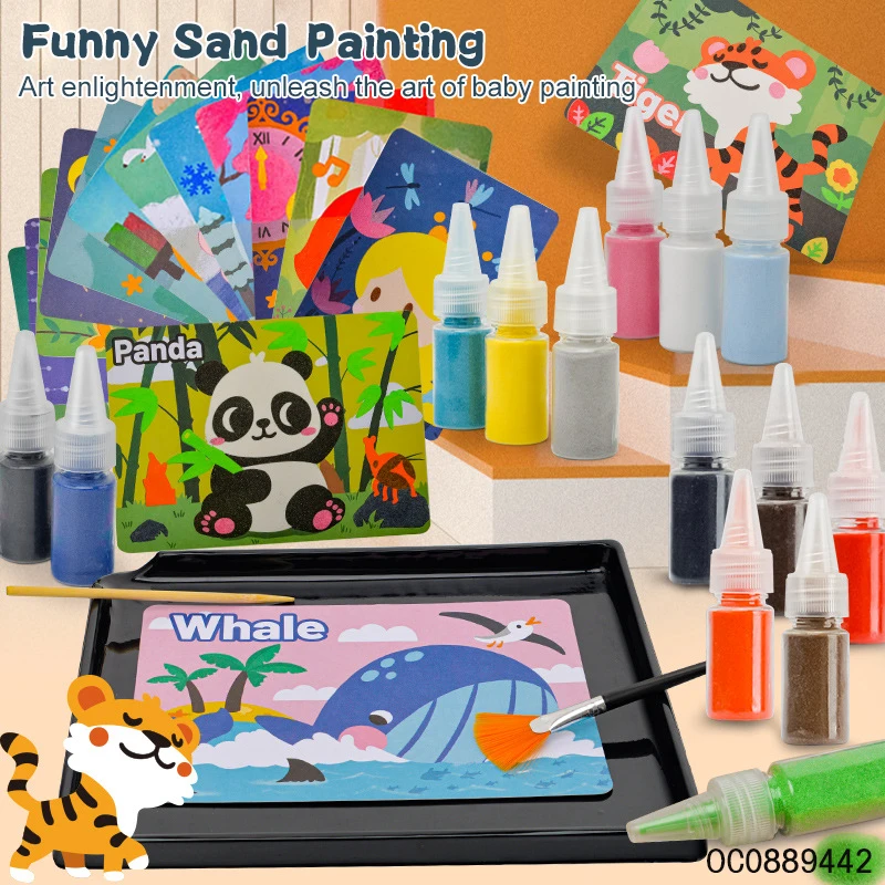 Cartoon animals pattern sand painting kids crafts diy creative art for kids