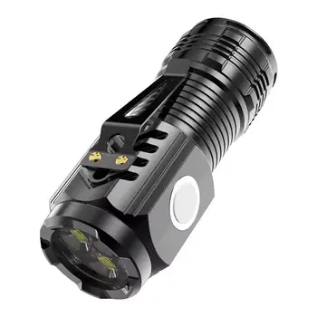 Durable 3*LED 3000 Ultra Bright EDC ABS Plastic Strong Magnet USB C Rechargeable Torch Lumens Outdoor Flashlight