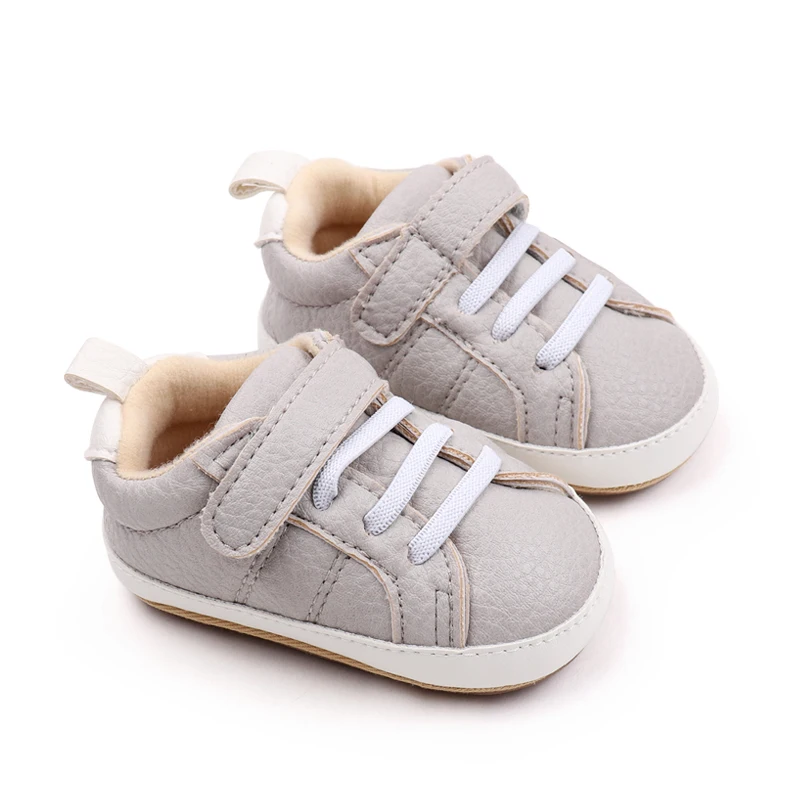 Fashion Trend Casual Solid Color PU Leather Baby Cute Rubber Soled Non-slip Toddler Shoes details