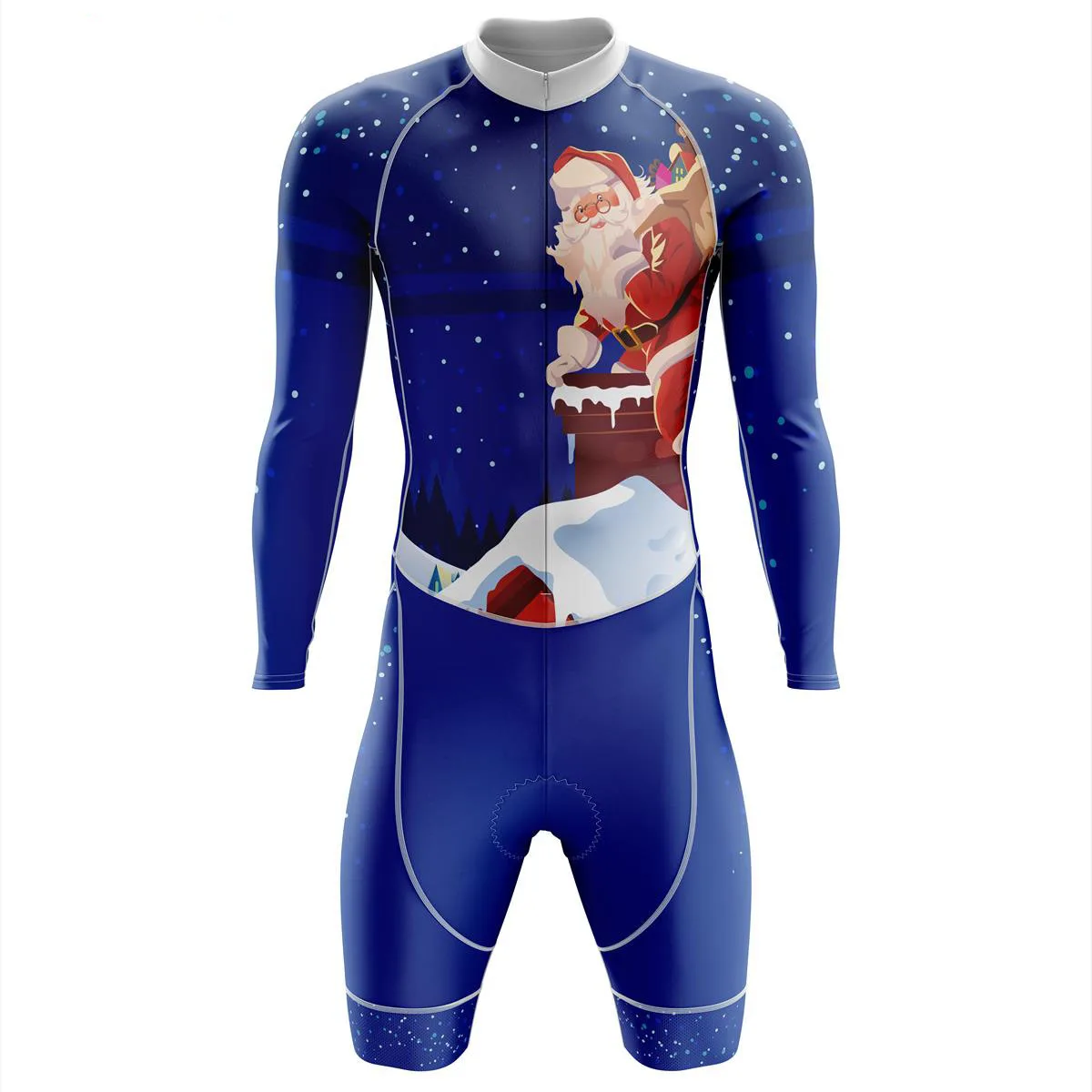 Men Triathlon Tri Suit Padded Compression Running Swimming Cycling Skinsuit Blue 