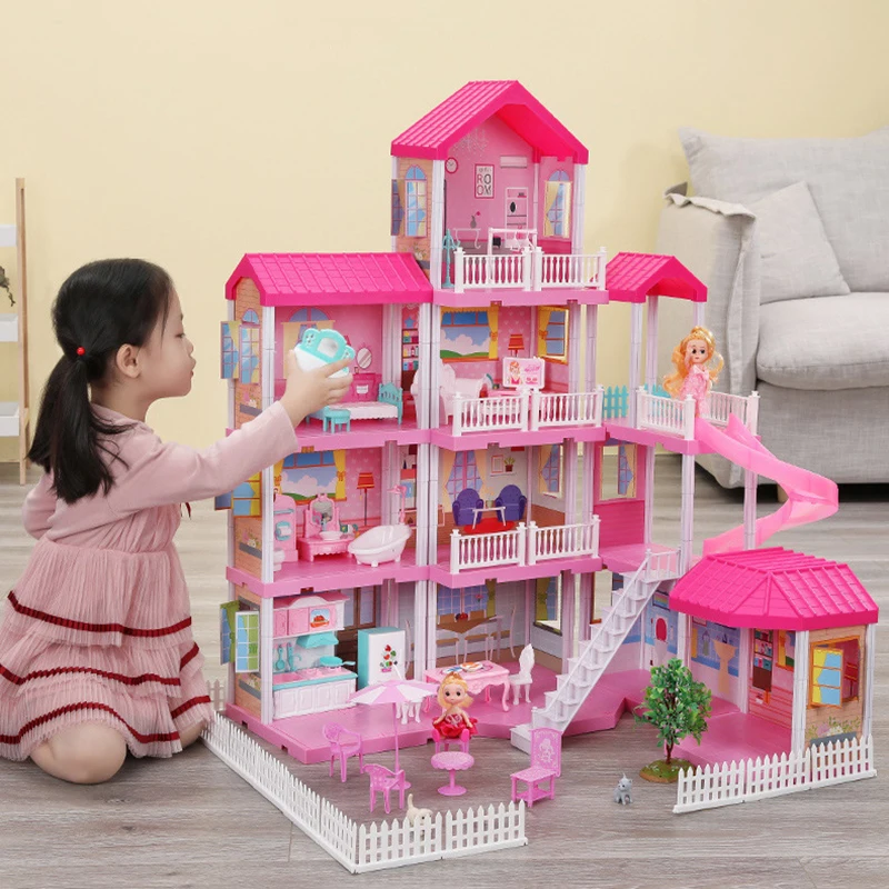 Doll House Pink Toys Plastic Material Fashion Kids Plastic Play House Girls  Toy Diy Doll House Play Set - Buy Diy Doll House Play Set,Furniture Toys Set,Girls  Diy Dream Villa Doll House