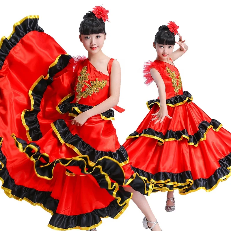Child Dress for Flamenco Dance or Sevillanas Red / White, 4/5 years 