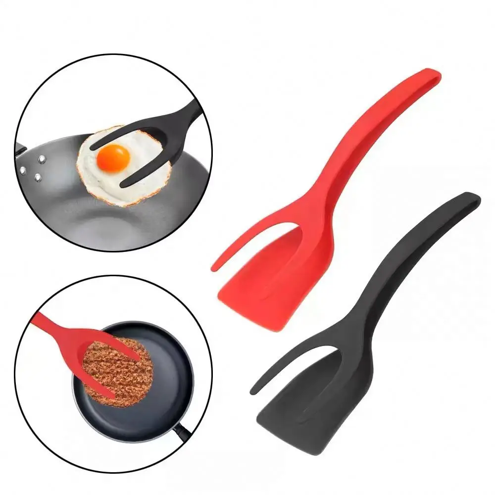 Non-stick 2 In 1 Fried Egg Turners Pancake Toasted Bread Grip And Flip Spatula Kitchen Utensils Cooking Tool Kitchen Accessories