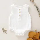 Cotton Baby Clothes Newborn Summer 1 Piece Casual Sleeveless Plain Cotton Jumpsuit For Kids Cheap