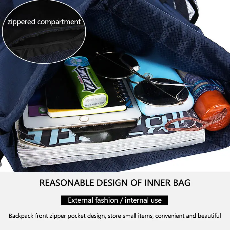 Drawstrings Nylon Backpacks Foldable Light Knapsack Casual Sports Bagpack Tas Ransel Student Leisure Fitness Draw String Bag