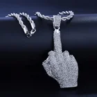 Pendants Hip Hop Big Hands Pendants Necklace Rhinestones Rapper Big Finger Hand Shape Jewelry