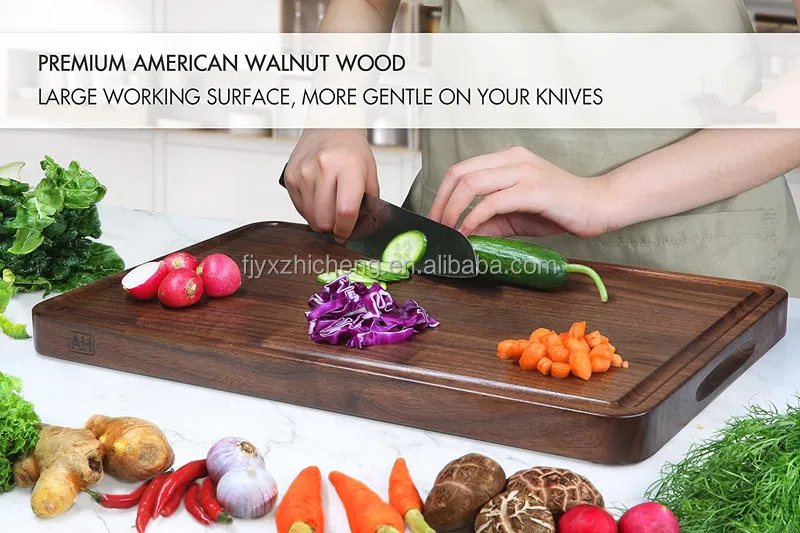 product large walnut wooden cutting board kitchen 17x11 inch wood juice groove non slip mats dishwasher safe-2