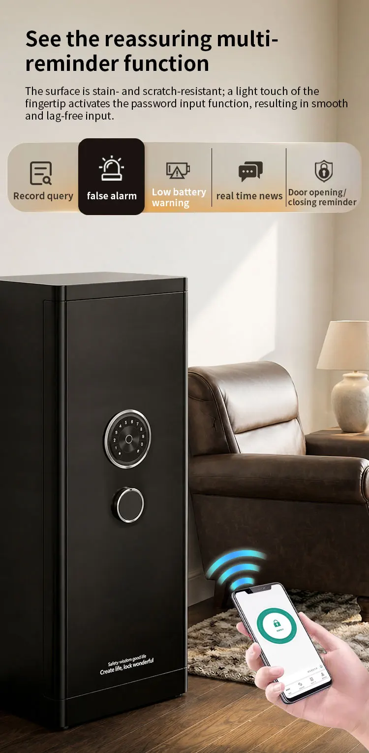 product ceqsafe smart bedroom fingerprint safe box tuya app control digital password phone remote monitoring lock cabinet-8