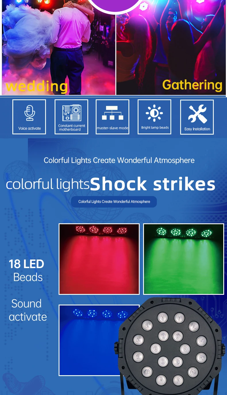 Dingdian 18 LED Stage Par Lighting Colorful Color Dj Equipment Gig Bar Led Par Bar Stage Lighting With Stand LED Stage Par Light