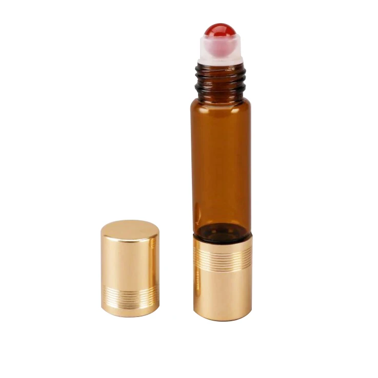 product double end empty glass gemstone roller bottle with aluminum cap for essential oil-25