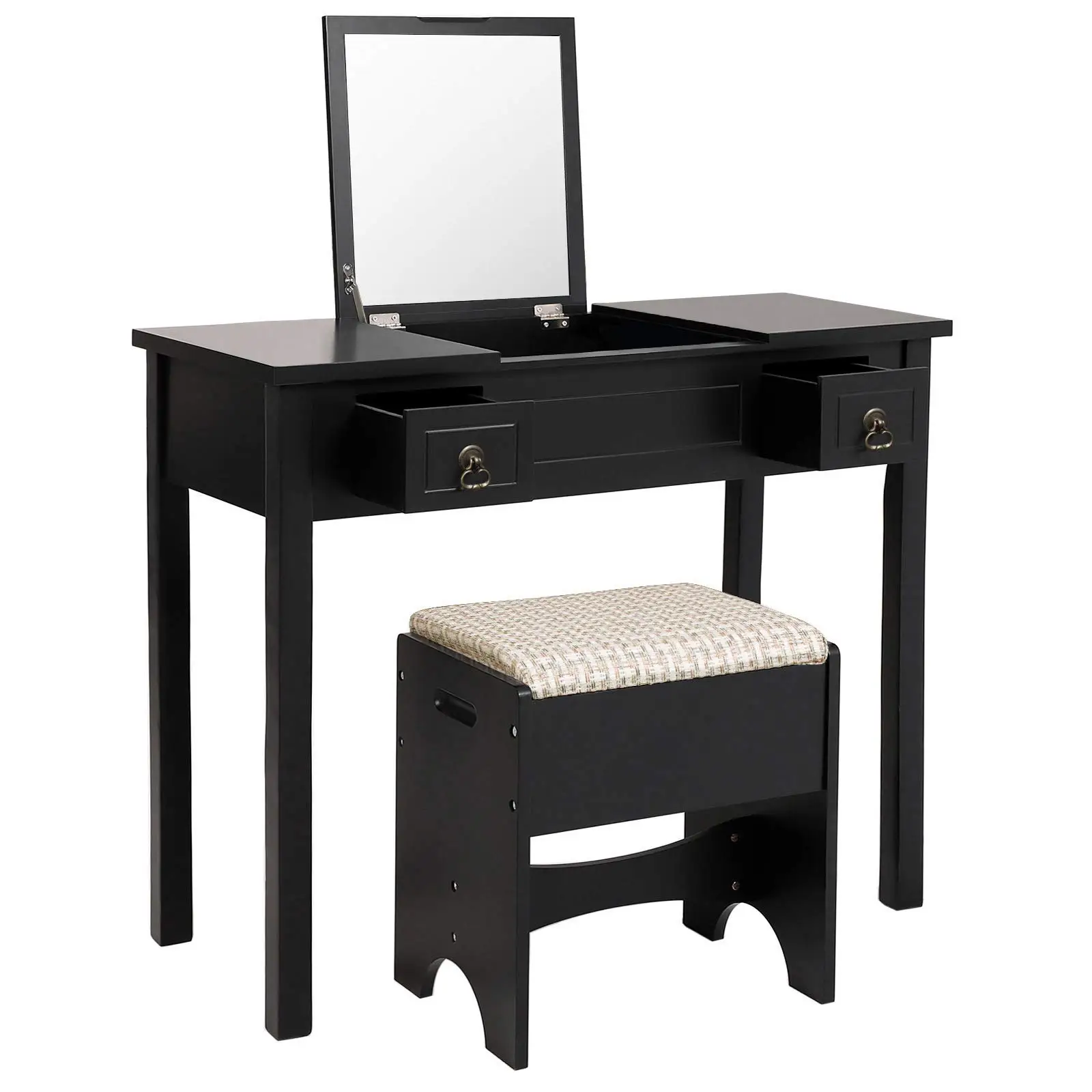 desk with fold up mirror