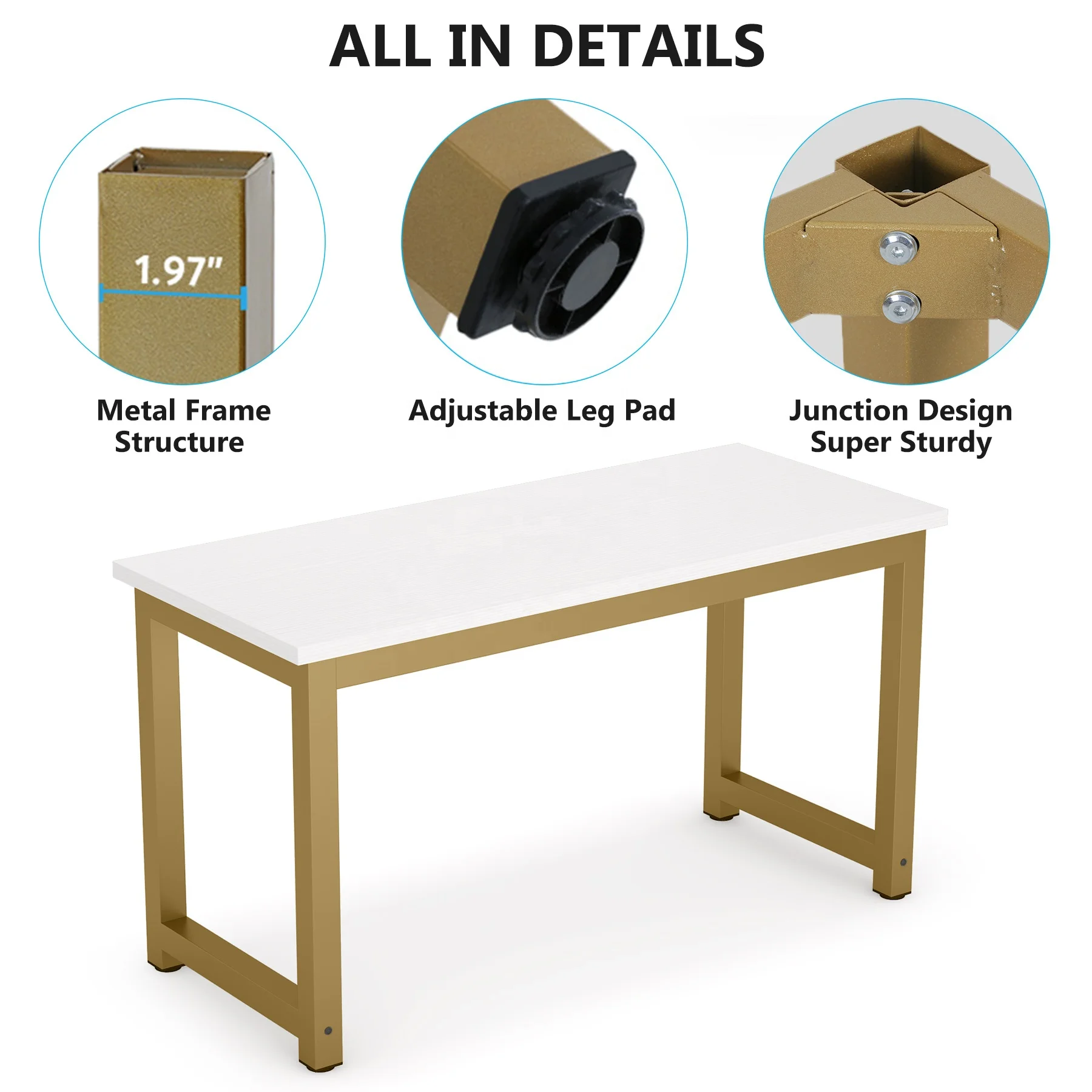 Tribesigns Modern Luxury Wood Computer Desk Sturdy Simple Furniture Adjustable Laptop Table