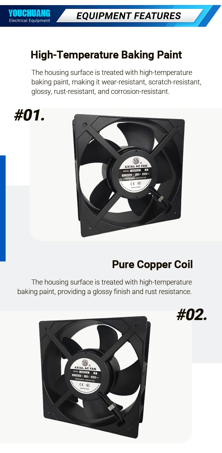 Industrial Axial Cooling Fan, YC20572, 100V, 205*205*72mm - detail 12