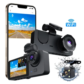 2 Inch WIFI Dashcam Front/Rear 1080P HD IPS Screen 3 Cameras Video Recorder Dash Cam DVR