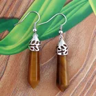 Lapis ML Natural Gemstone Hexagonal Prism Earring Healing Crystal Amethyst Lapis Lazuli Stone Earrings