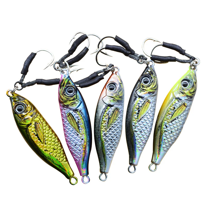 Fishing 3 x 40g 3/0 jig hook Lead Flutter Jig Metal Slice Fishing Lure  Bonito Micro Jig Baits, Lures & Flies CA4892420