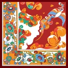 Scarf Silk 12M/M Satin Scarf 100% Silk Screen Printing Hand Hemming Silk Scarf Custom Design