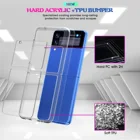 Galaxy Clear Acrylic 2 In 1 Detachable TPU Frame Hybrid Back Cover For Samsung Galaxy Z Flip 3 Transparent Phone Case