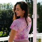 Tank Tops Factory Direct Short Breathable Tie Dyed Short Sleeve Pink Tank Tops Sexy Women's Gym Crop Tops