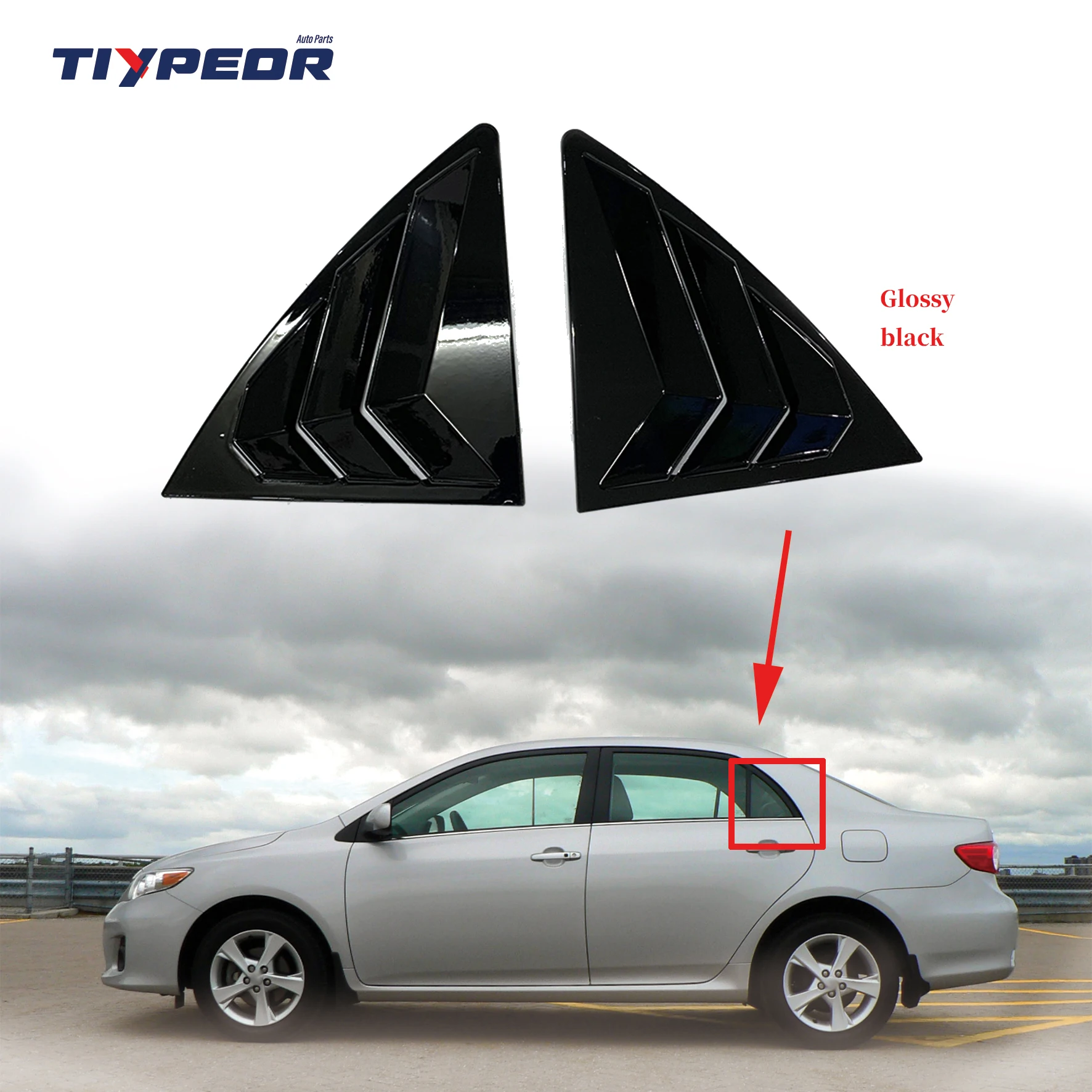 product rear side window louver abs glossy black side air vent scoop shade for toyota corolla 2007 2013 2008 2009 2010 2011 2012-4
