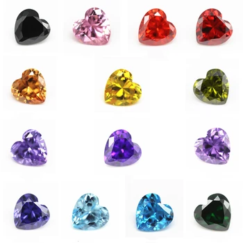 Wholesale 3*3mm-12*12mm heart faceted cut white and various color cubic zirconia loose gemstones synthetic heart cut CZ zirconia