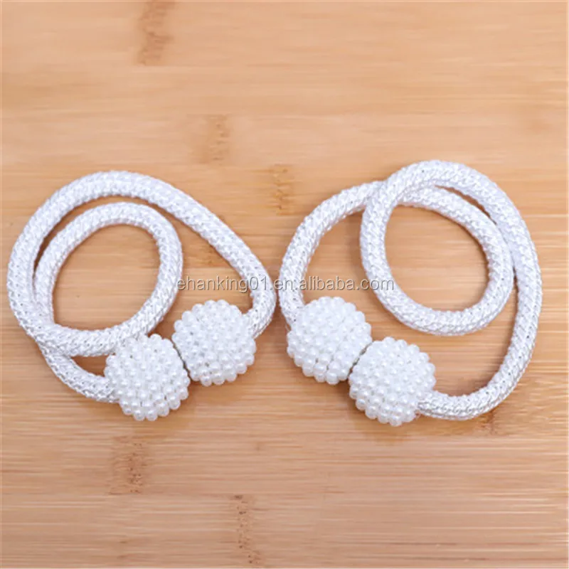 Pearl Magnetic Magnetic Ball Curtain Tie Rope Backs Holdbacks Buckle Clips Accessory Rods Accessoires Hook Holder R1567