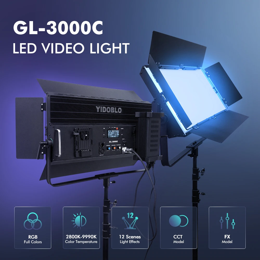 GL-3000C Portable Led Light Studio Equipment Live Film Lighting Camera Video Television Studio Equipment with Tripod Stand