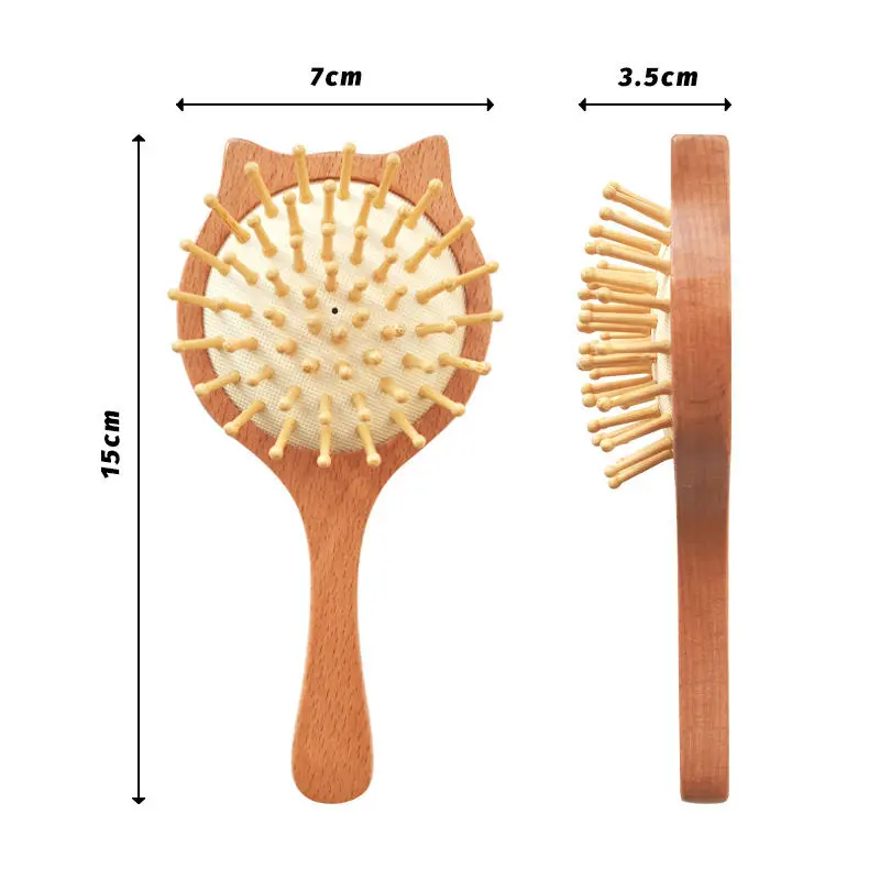 Anti-static Cute Small Cat Hair Wood Massage Comb Practical Natural Brushes Scalp Comb for Girls Women 1Pcs