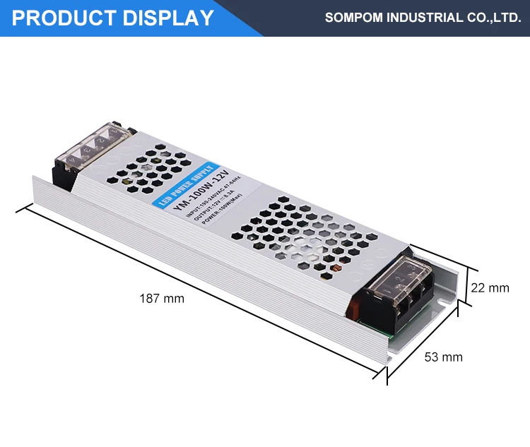 Input Voltage AC 200-240V 50Hz Wattage 100W Current Rating 8.5A 100W LED slim Power Supply 12V 8.5A IP20 triac dimmable