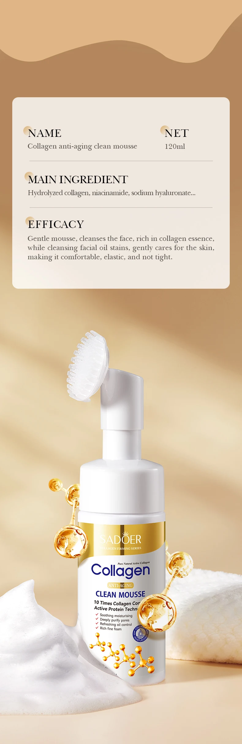 product sadoer collagen mousse face cleanser deep cleaning and moisturizing oil control for adults includes brush wholesale-10