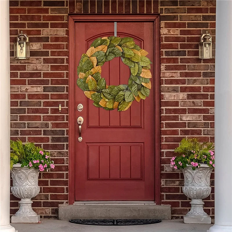 Handmade Farmhouse for Front Door Home Decor Artificial Flower Wreath Faux Magnolia Leaf Wreath