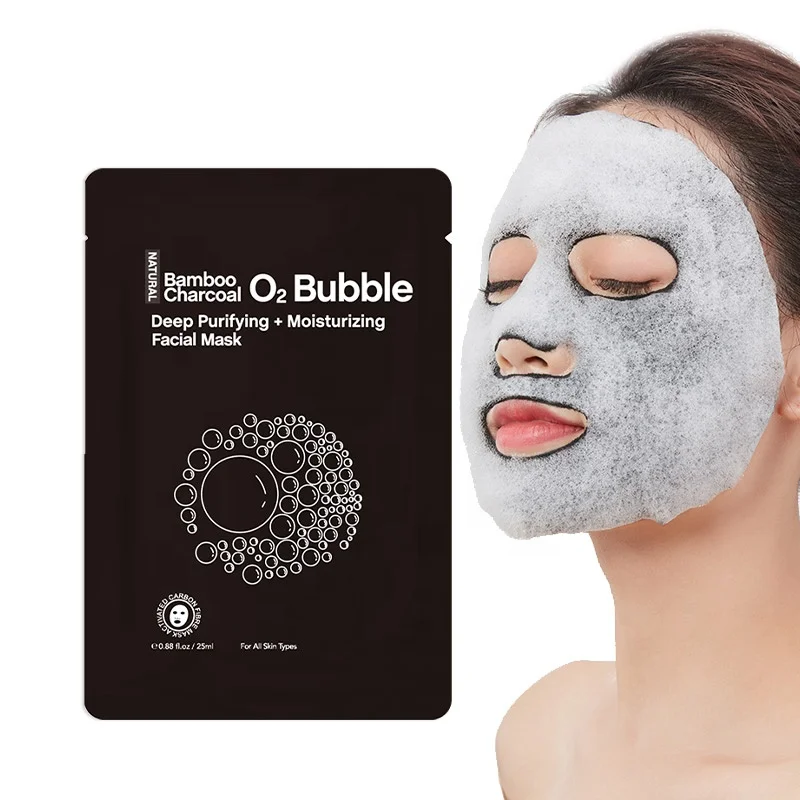 Korean Facial Care Deep Cleaning Bamboo Charcoal Bubble Mask Sheet Facial Skin Care Set