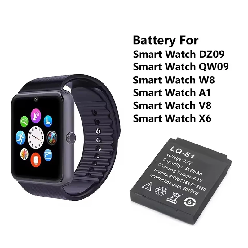 product easy stall smart watch replacement battery lq s1 polymer battery for dz09 qw09 w8 a1 v8 x6 polymer battery 37v 230mah 300mah-14