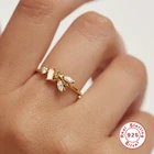 Ring Jewelry Rings CANNER Adjustable Silver Bee Ring 925 Simple Cubic Zirconia 18k Gold Women Jewelry Ring