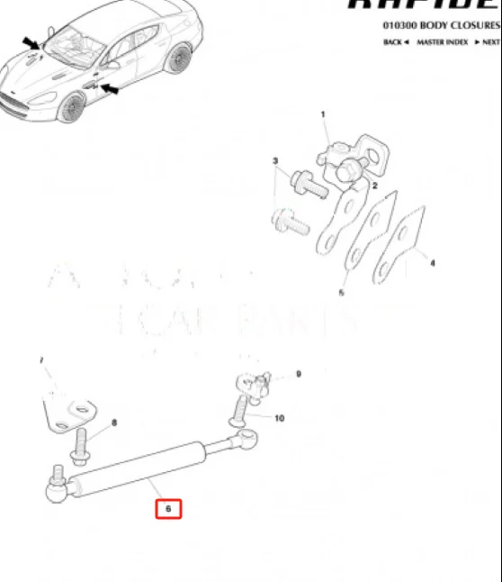 Hot Sale Metal Material Front Door Strut For Aston Martin Rapide S AMR 2010-2017 AD43F23504AB Car Accessories Front Door Stay factory