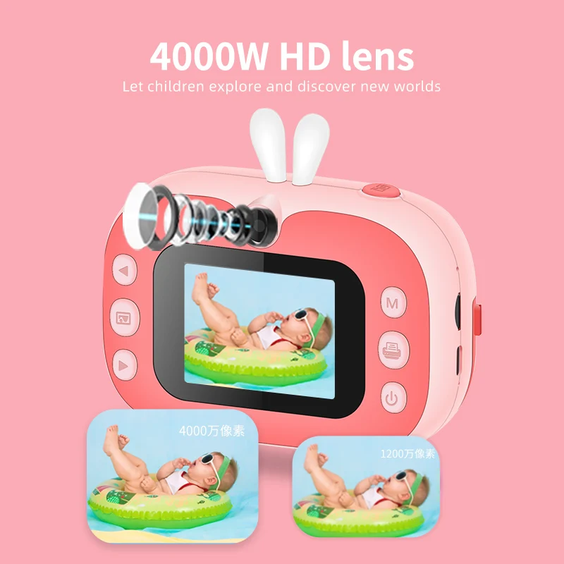 Instant Print Digital Kids Camera 1080P Rechargeable HD Digital Selfie Video Cameras