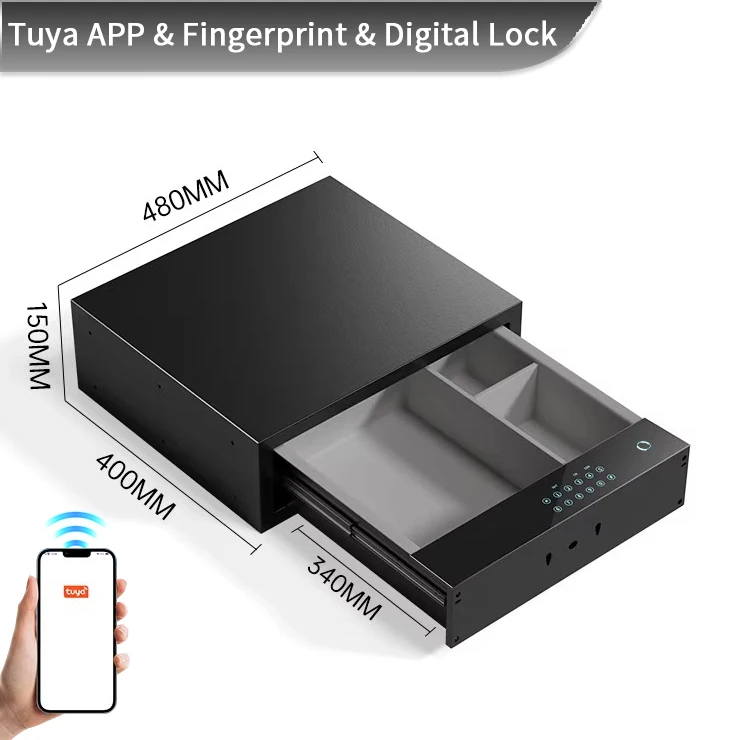 product ceqsafe smart wardrobe accessories fashion safe box drawer fingerprint safe box big led display fingerprint safe box for home-4