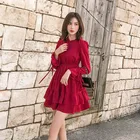 Dress 2021 Vintage Chiffon Dress Elegant Slim Long Sleeve Dress Women