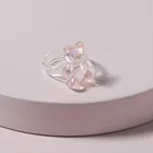 Bear Rings Bear Fashion Jewelry Wholesale Korea Transparent Acrylic Resin Dry Flower Bear Rings For Girls