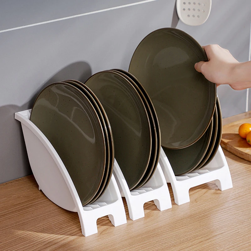Kitchen Counter Cabinet Cupboard Organizer Reusable Seasoning Holder Plastic Plates Bowls Dish Drainer Storage Dying Rack