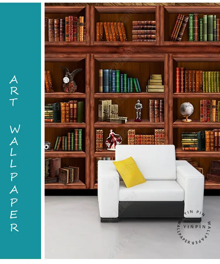 定制书架壁纸动态3d壁纸家居装饰