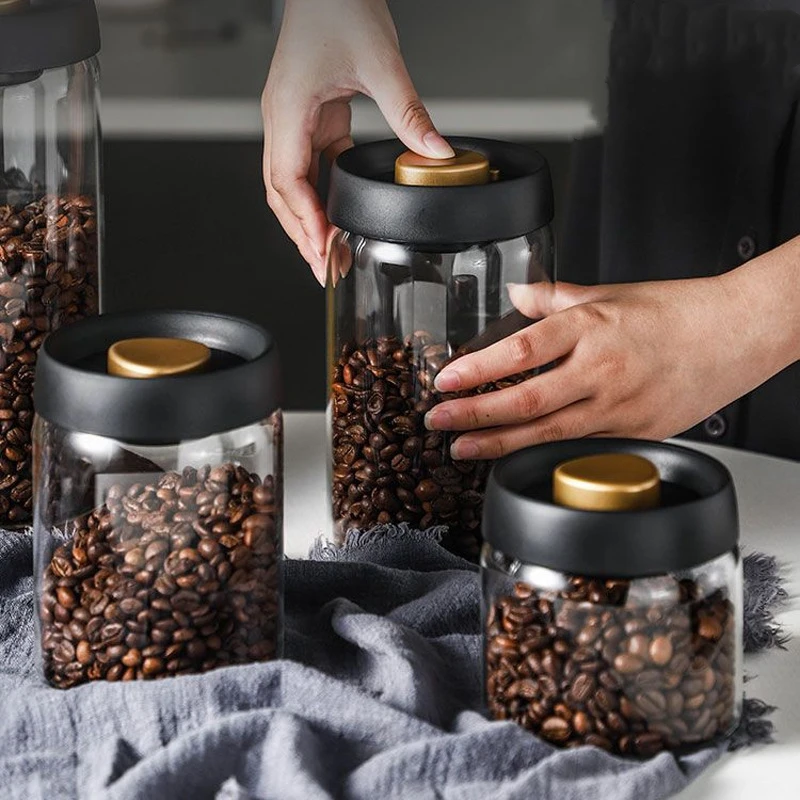 Vacuum sealed tank coffee bean storage tank Household multigrain food storage press-sealed jar wholesale